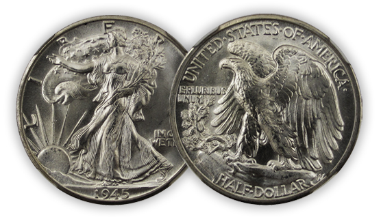 walking liberty half dollar front and back