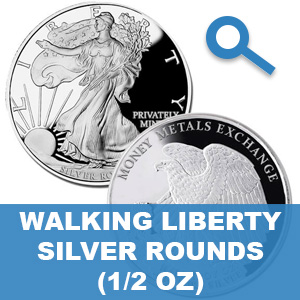 1/2 Ounce Walking Liberty Silver Rounds